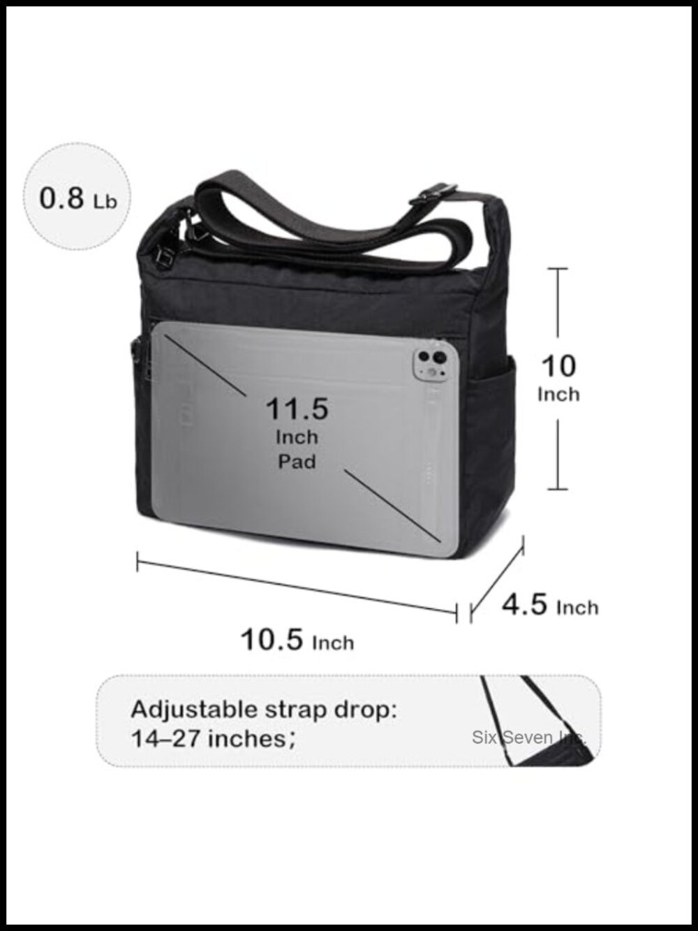 Nylon Crossbody Bag for Women Multi Pocket Crossbody Purse - Picture 2 of 6